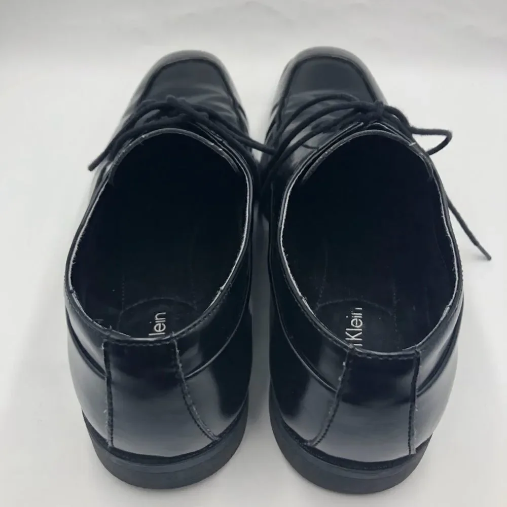 Calvin Klein Men's Elroy Black Lace Up Dress Oxfords Shoes Size 11 Square Toe